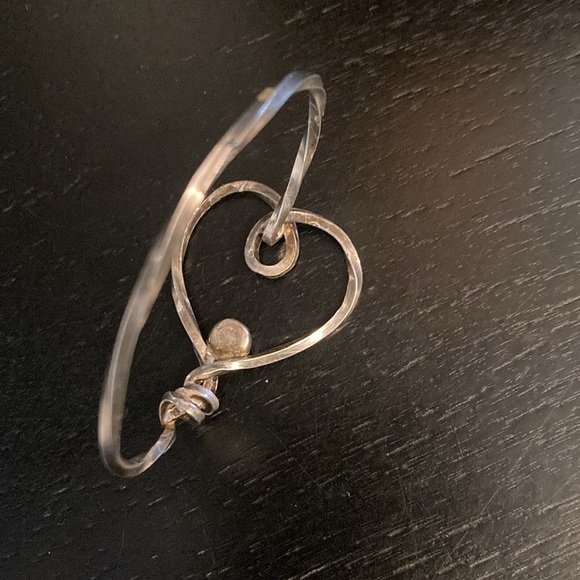 Handmade Sterling Silver Heart Bracelet w/Turquoise Bead Child or Small Adult - Picture 6 of 8